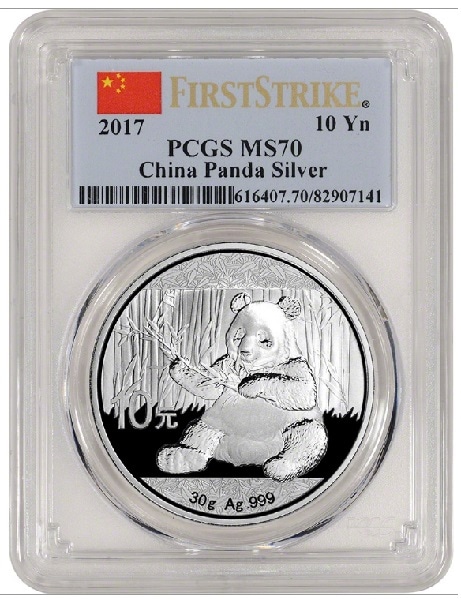 銀行振込5%オフ】 2017年 中国パンダ銀貨 30g PCGS鑑定 MS70 FIRST