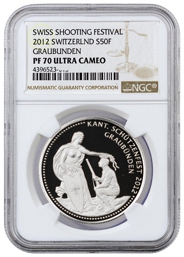 貴重！発行50枚◇スイス射撃祭 2004年 50フラン銀貨