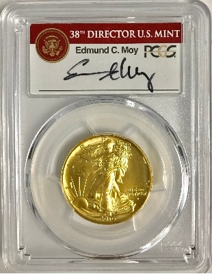 �ڶ�Կ���5%���աۡ�Edmond Moyľɮ���������� 2016ǯ ���������� ��Хƥ� ������ͥ󥿥르����� 100��ǯ 50����� ��� 1/2����  PCGS SP70FS First Strike