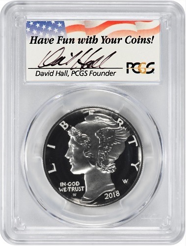 ڥꥫΥѥ饸 ץ롼ե ڶԿ5%ա 2018ǯ ϥ꡼ ѥ饸  $25 1 ץ롼ջ PCGS PR70DCAM FS David Hall᥵