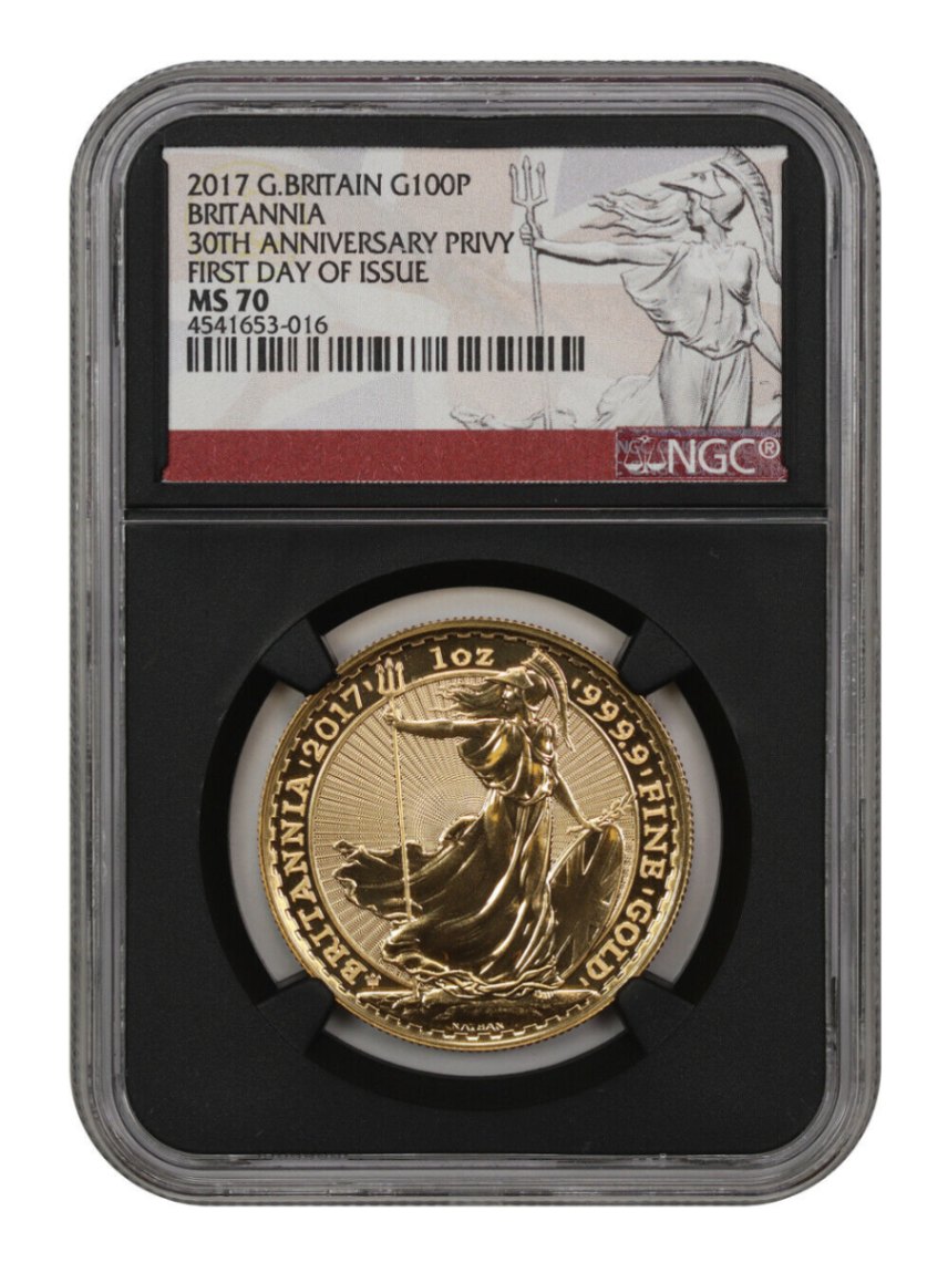 銀行振込割引なし】【会員様割引なし】 2017年 ブリタニア金貨30周年