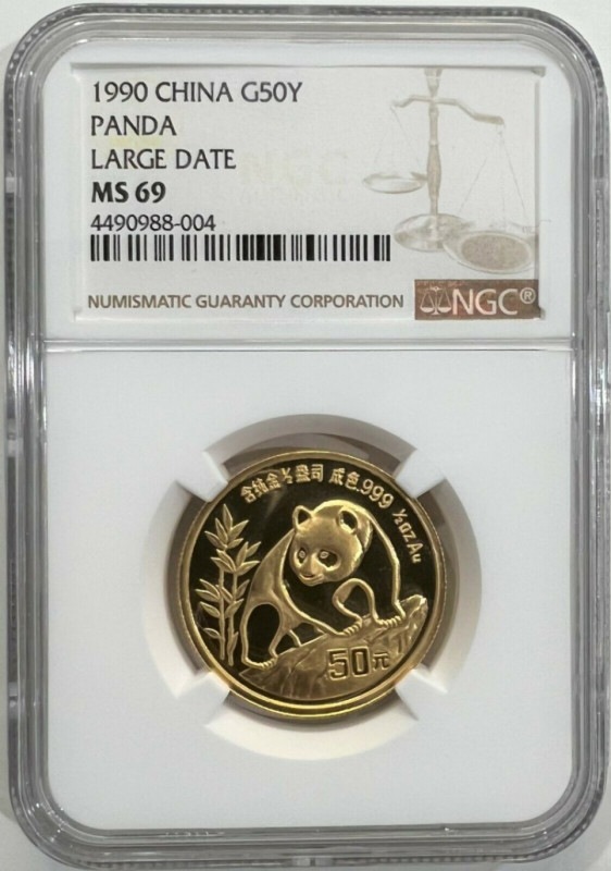 銀行振込割引なし】【会員様割引なし】1990年 中国パンダ金貨 1/2