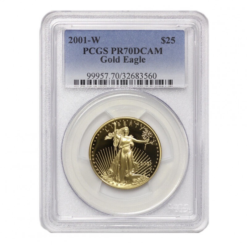 �ڶ�Կ�������ʤ��ۡڲ���ͳ���ʤ��� 2001ǯ ����ꥫ�󥤡�������  0.5���󥹶�� $25 PCGS PR70DCAM