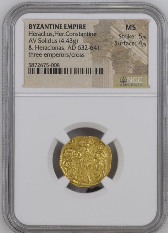 【MS高鑑定品!】【銀行振込割引なし】【会員様割引なし】 632‐641 ビザンティン帝国 ヘラクレイオス、ヘラクレイオス コンスタンティン