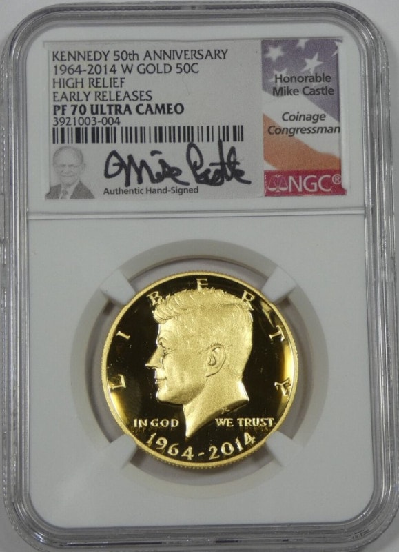 �ڶ�Կ�������ʤ��ۡڲ���ͳ���ʤ��� 2014ǯW ���ͥǥ� 50����� 50��ǯ��ǰ�ץ롼�ն�ߡʽ��� 0.75oz NGC�ǹ���� PF70UCAM Mike Castle�������٥�