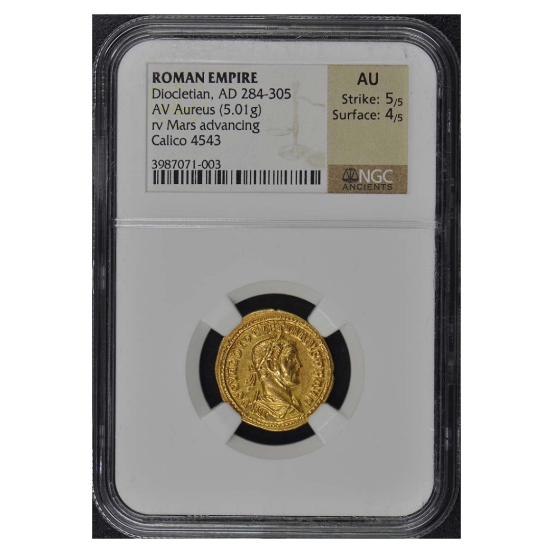 AU 高鑑定！】【銀行振込割引なし】【会員様割引なし】 284-305 ローマ帝国 ディオクレティアヌス帝 アウレウス金貨 5.01g NGC鑑定  AU Strike 5/5 Surface 4/5 | 新商品 | 都コイン（ミヤココイン）