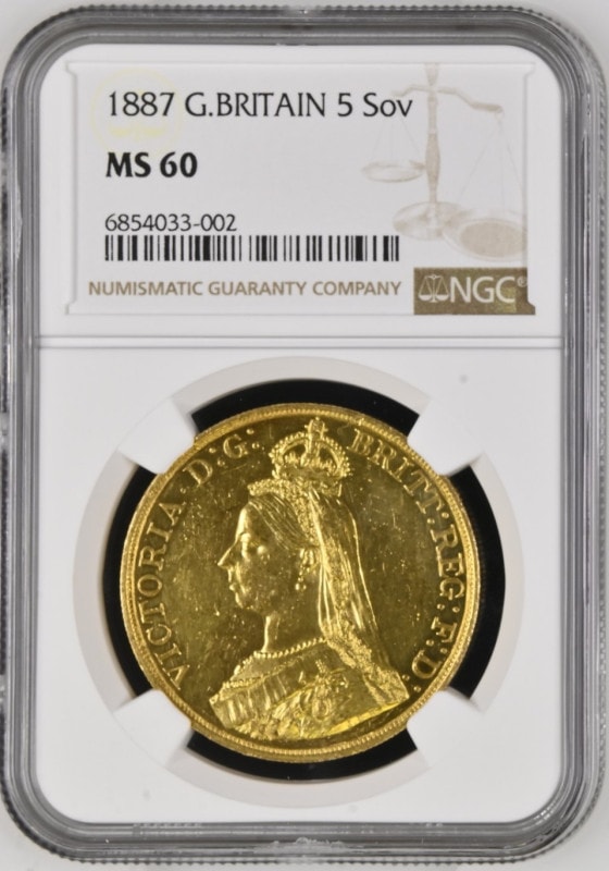 �ڶ�Կ�������ʤ��ۡڲ���ͳ���ʤ��ۡڴ�����1887ǯ ���졼�ȥ֥�ƥ� 5�ݥ�� ��� NGC���� MS60