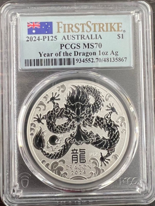 �ڶ�Կ�������ʤ��ۡڲ���ͳ���ʤ���2024 P �������ȥ�ꥢ ���� ä �ɥ饴�� ��� 1 oz $1 MS70