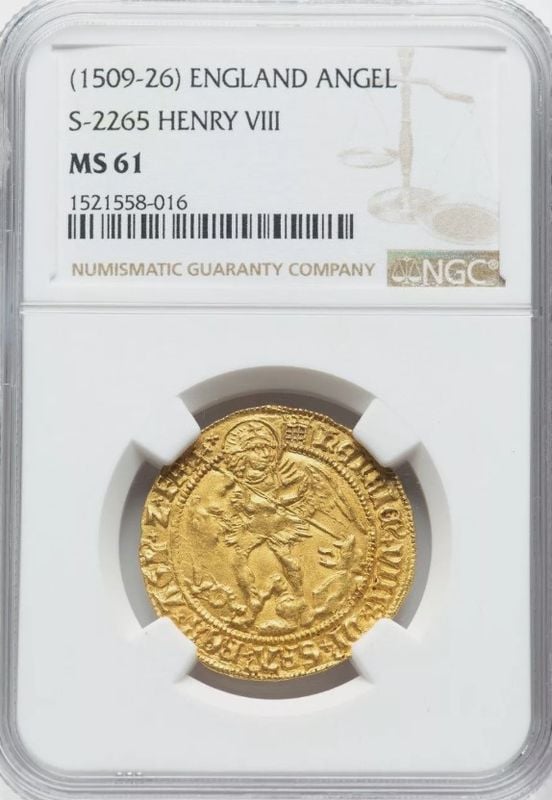 【NGC TOP鑑定】【銀行振込割引なし】 【会員様割引なし】【NGC鑑定 MS61】1509–1526 イングランド エンジェル金貨 – ヘンリー8世在位期