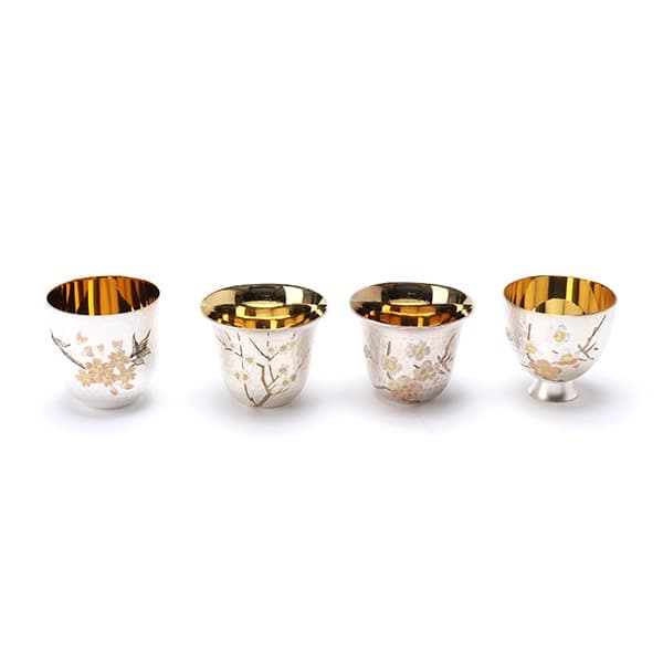 人間国宝　奥山峰石　銀製　ぐい呑　3個セット 人間国宝 奥山峰石 銀製 ぐい呑 3個セット