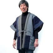 半袖半纏 [60双糸 縞やっこ] 全4色 混紡わた