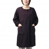 リニューアル スモックエプロン [彩藍 切替えギャザー] 全2色 綿100％ ※袖口ゴム入れ替え口追加