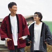 半纏 ［水鞠袢天］ 全2色 混紡わた/フィット型 身丈80cm ※黒別珍衿仕様