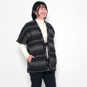 【数量限定】五分袖半纏 [海鳥] 黒 中わた:綿100% 身丈74.5cm