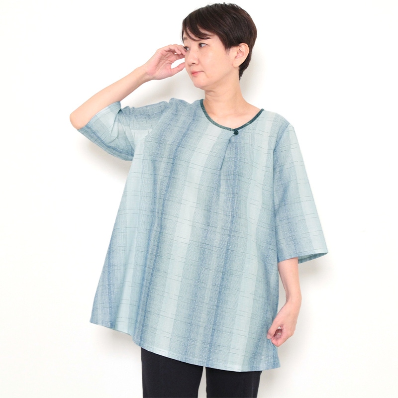 新品タグ付き 定価9561円 彩藍 宮田織物 ゆったりチュニック 和 綿100% 想像を超えての 新品タグ付き 定価9561円 彩藍 宮田織物