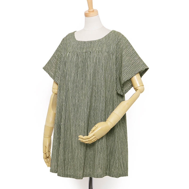 ブラウス [ことん 前ギャザー] 全7色 綿100% 夏向け