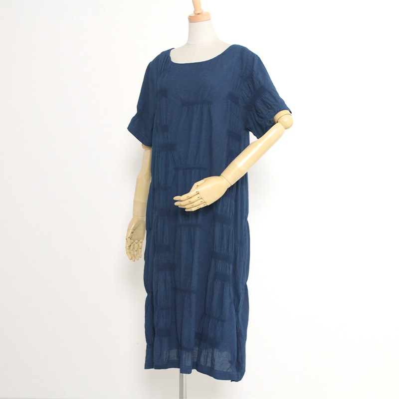 ブン plantation シャーリングワンピース インディゴブルー 五感