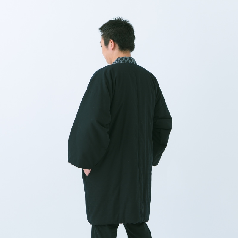 aaaa　お纏め 半纏 [狐火はんてん oversized] ブラック ロング100cm丈 ※リバーシブル