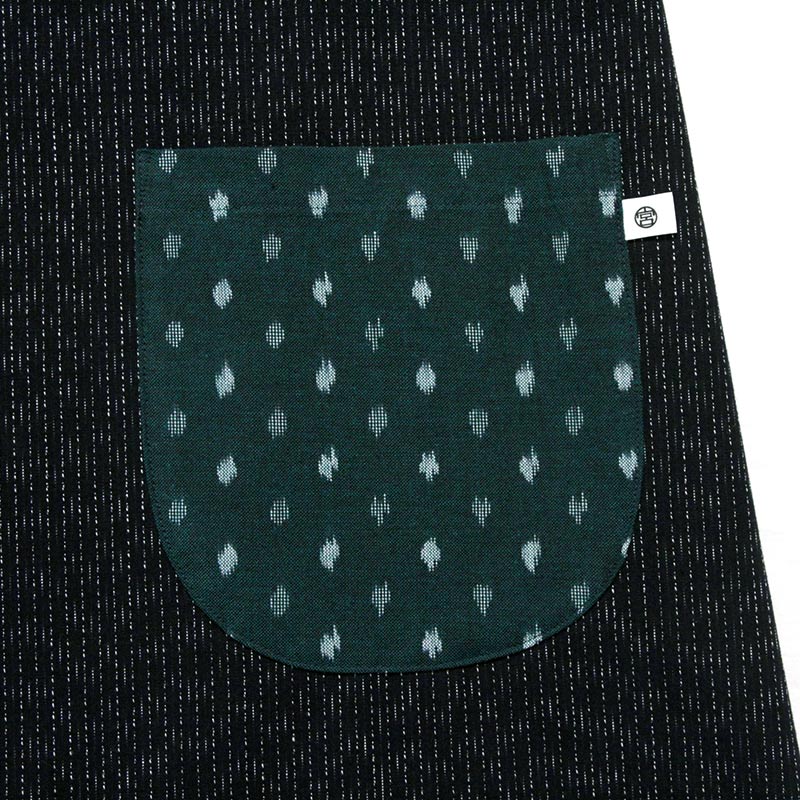 キッチンエプロン [かぶるだけエプロン 水玉絣] 全4色 綿100％