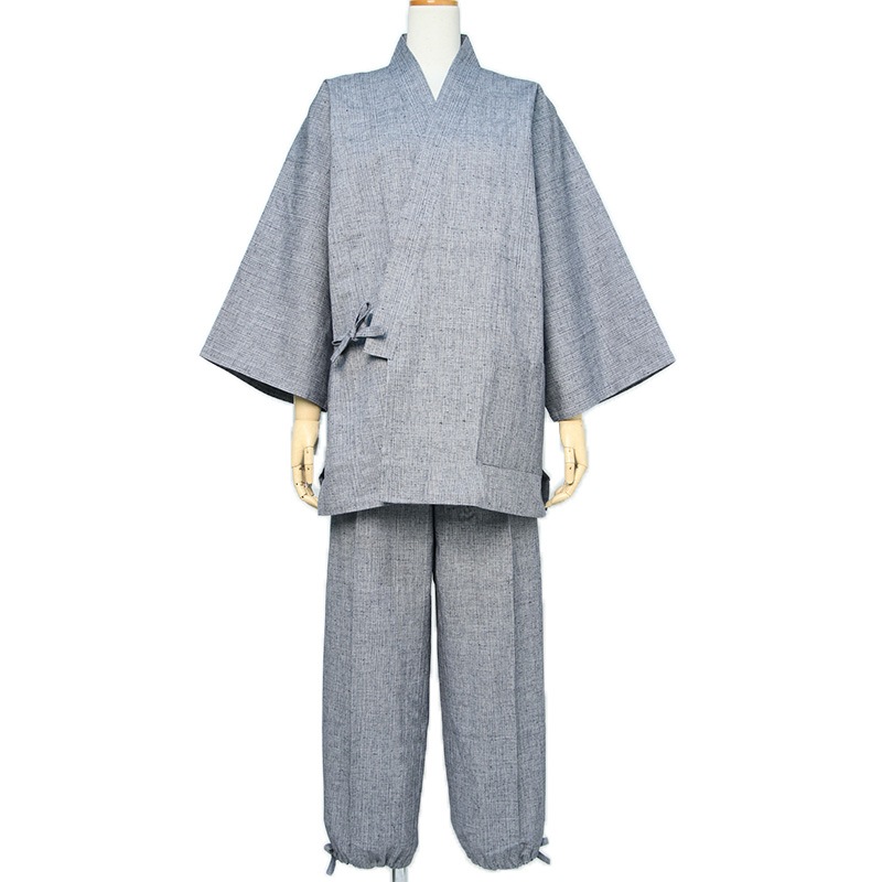 作務衣　手紡ぎ手織り生地　綿100% 先染め　オールハンドメイド作務衣 作務衣 [厚地織り] 全3色 秋～春用 綿100％