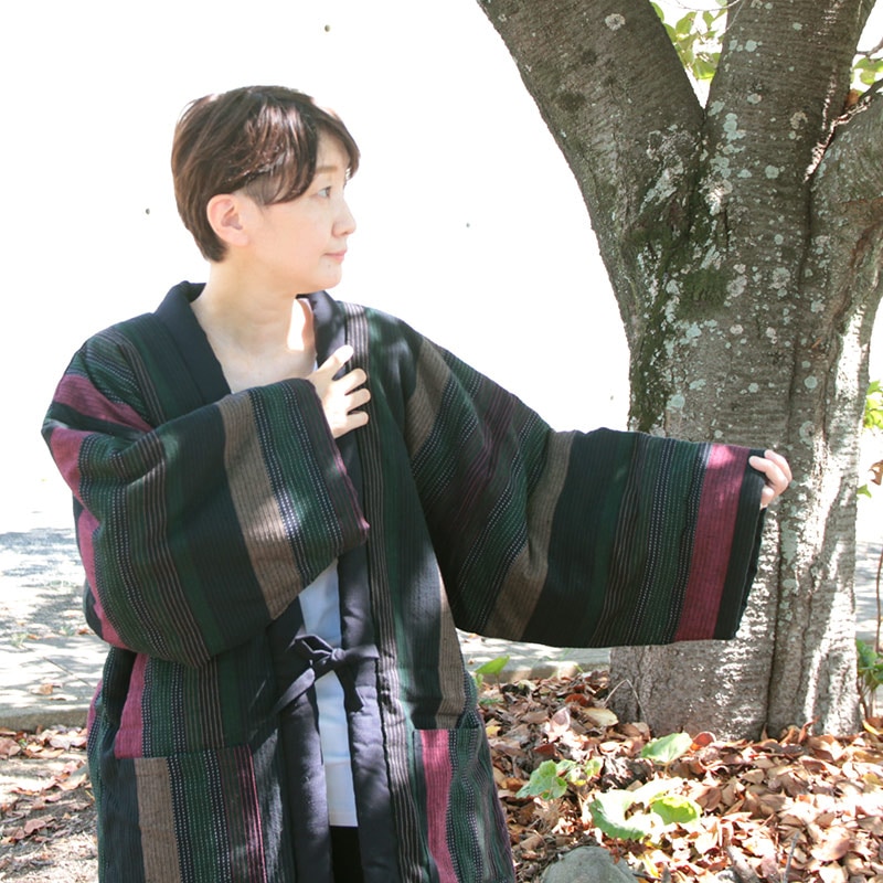 半纏 [あけぼの袢天] 全3色 混紡わた ロング93cm丈