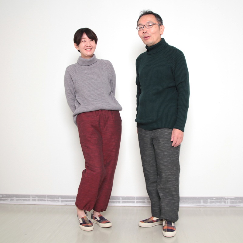 新作】キルトパンツ [和] 赤・グレー 冬向け M・L もんぺ型 男女兼用