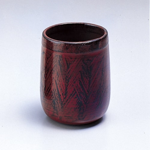 天然木製 湯呑み 布張り 根来 漆塗り | カップ・茶器・酒器,カップ