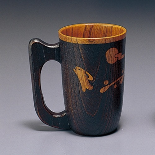 天然木製 ビールカップ ウサギ彫 漆塗り | カップ・茶器・酒器,酒器