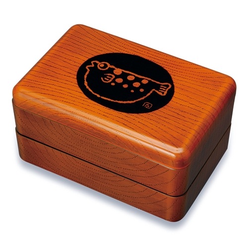 送料無料／紀州塗り 二段弁当箱 杢目 ふぐ 1080ml 【お弁当箱】 | 弁当
