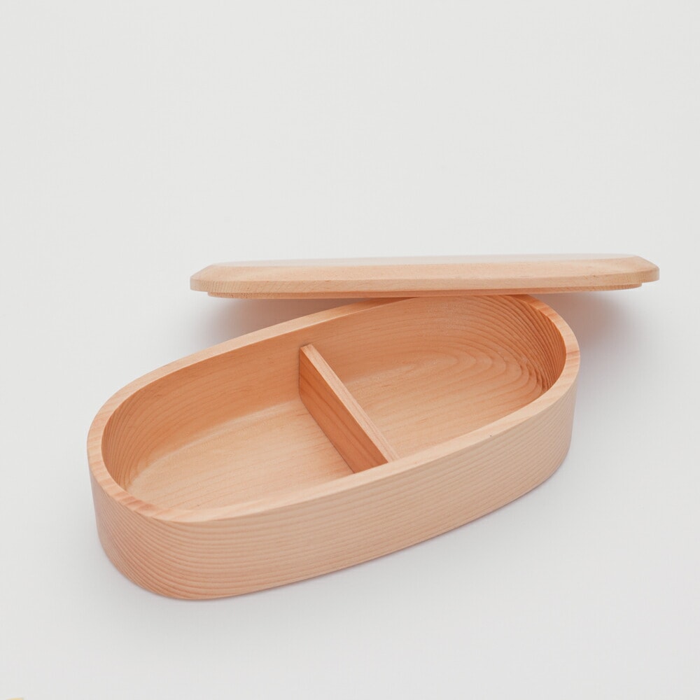 弁当箱 子供 400ml ブナの木 くりぬき 小判弁当箱 スリム 小学生