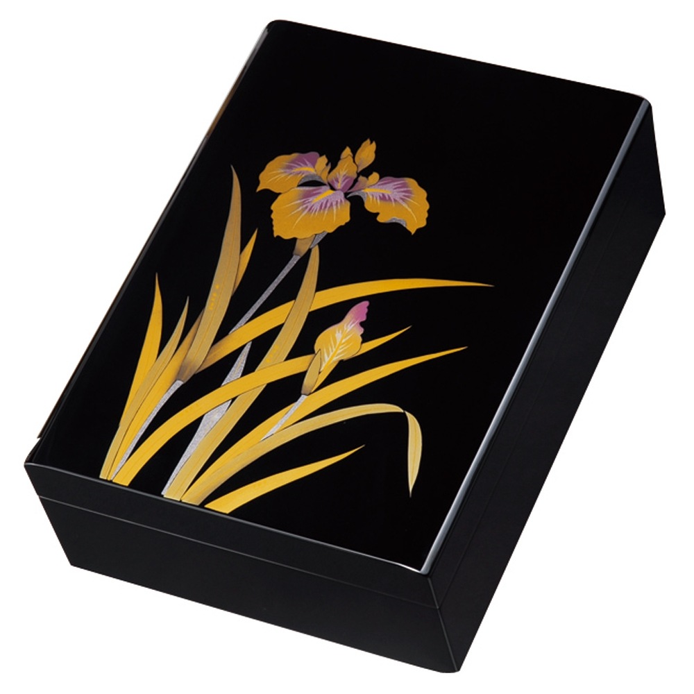 蔵A3264】古美術 蒔絵梨地螺鈿截金 孔雀花文 硯箱 工芸品