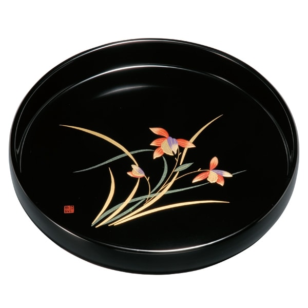紀州塗り 尺寸 丸盆 黒 大和ラン | 盆・膳・トレー,丸盆・半月盆