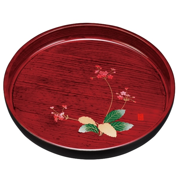 紀州塗り 尺1寸 丸盆 杢目 桜草 | 盆・膳・トレー,丸盆・半月盆