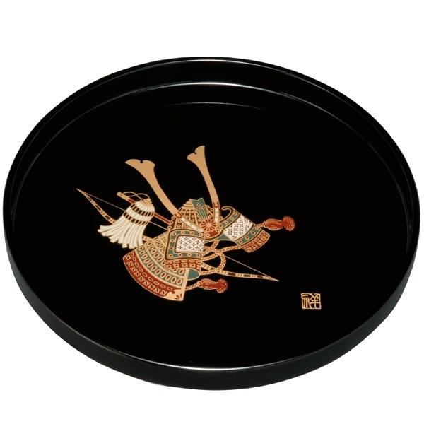 紀州塗り 尺寸 丸盆 黒 かぶと | 盆・膳・トレー,丸盆・半月盆 | 曲げ