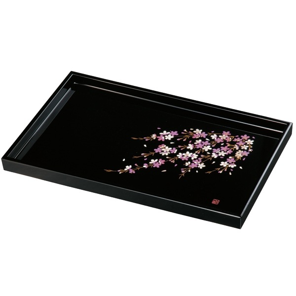 紀州塗り 尺6寸 長手盆 しだれ桜 | 盆・膳・トレー,長角盆・長手盆