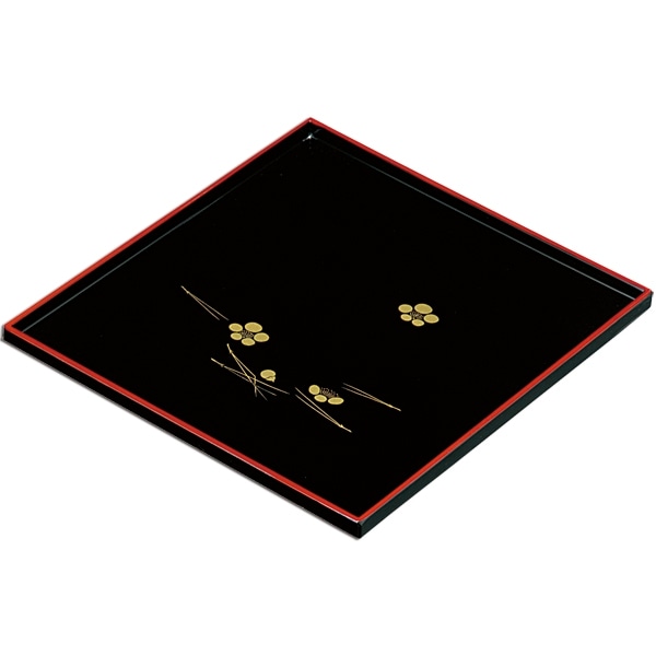 紀州塗り 9寸 正角盆 黒 梅に松葉 | 盆・膳・トレー,角盆・小長盆