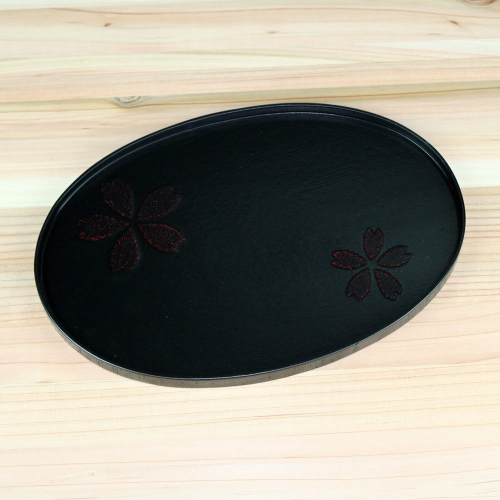 天然木製 8寸 小判盆 桜 黒 | 盆・膳・トレー,角盆・小長盆 | 曲げ