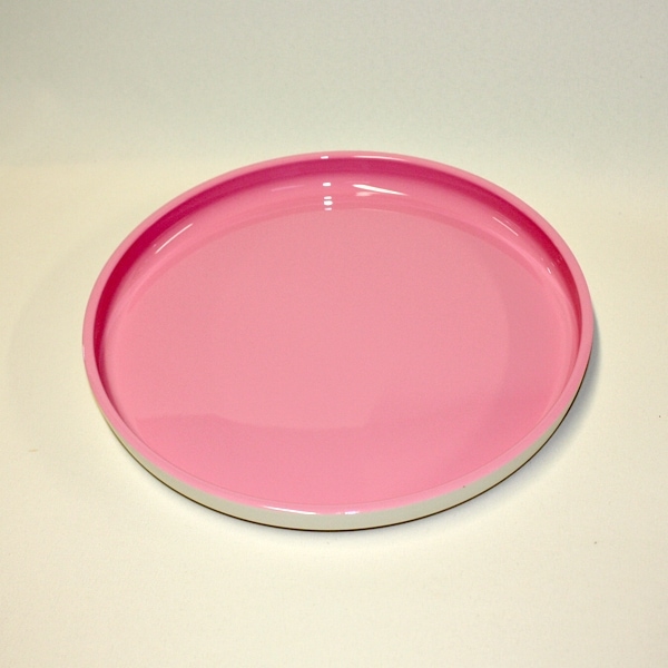 ≪食洗機対応≫紀州塗り 8寸 丸ノンスリップトレー ピンク | 盆・膳