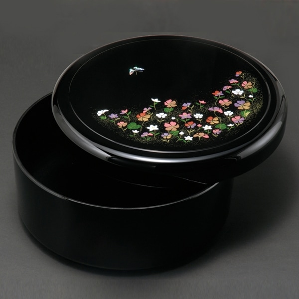 紀州塗り 10.5寸 茶櫃 茶びつ お花畑 | カップ・茶器・酒器,茶櫃