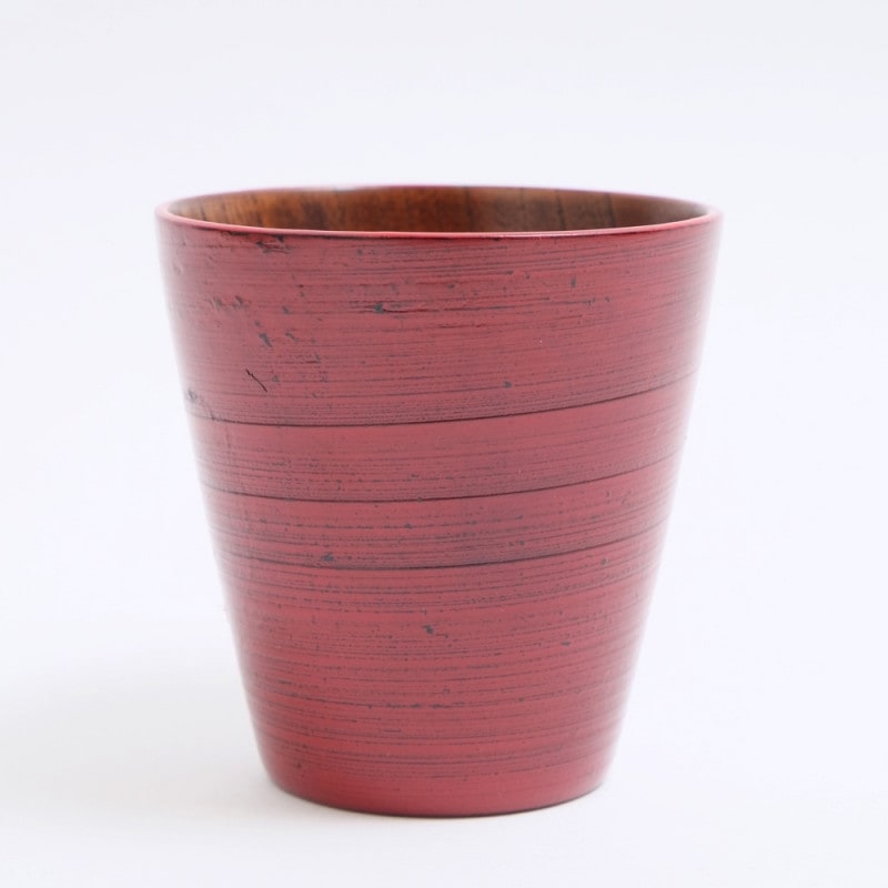 天然木製 フリーカップ ライン 根来 漆塗り | カップ・茶器・酒器
