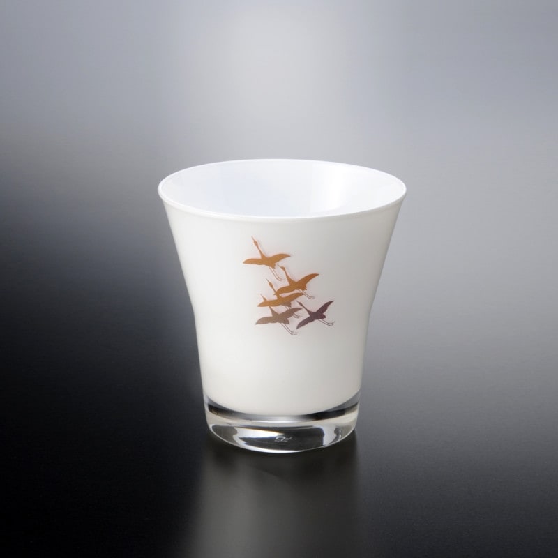 紀州塗り ぬりもん de Verre フリーグラス 蒔絵 千羽鶴 白 | カップ