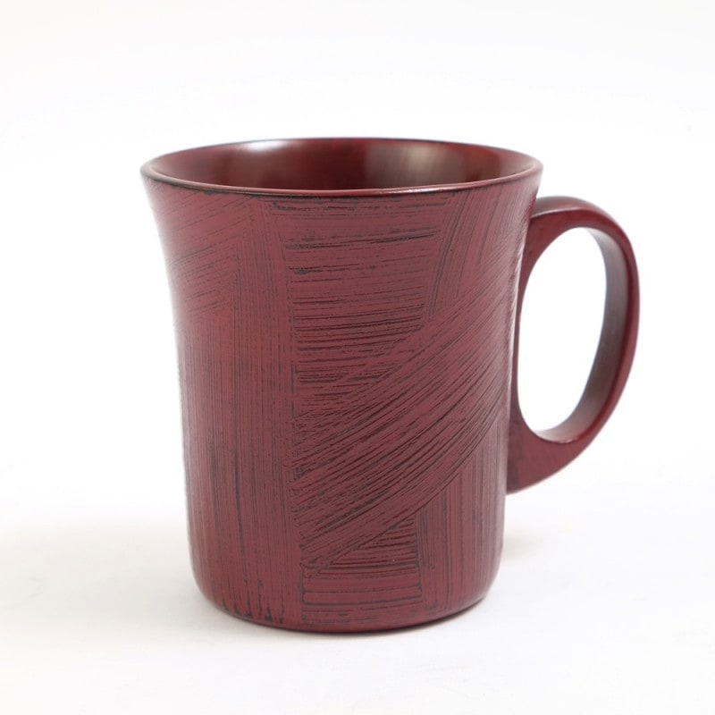 天然木製 羽反型 マグカップ 刷毛目根来 漆塗り | カップ・茶器・酒器
