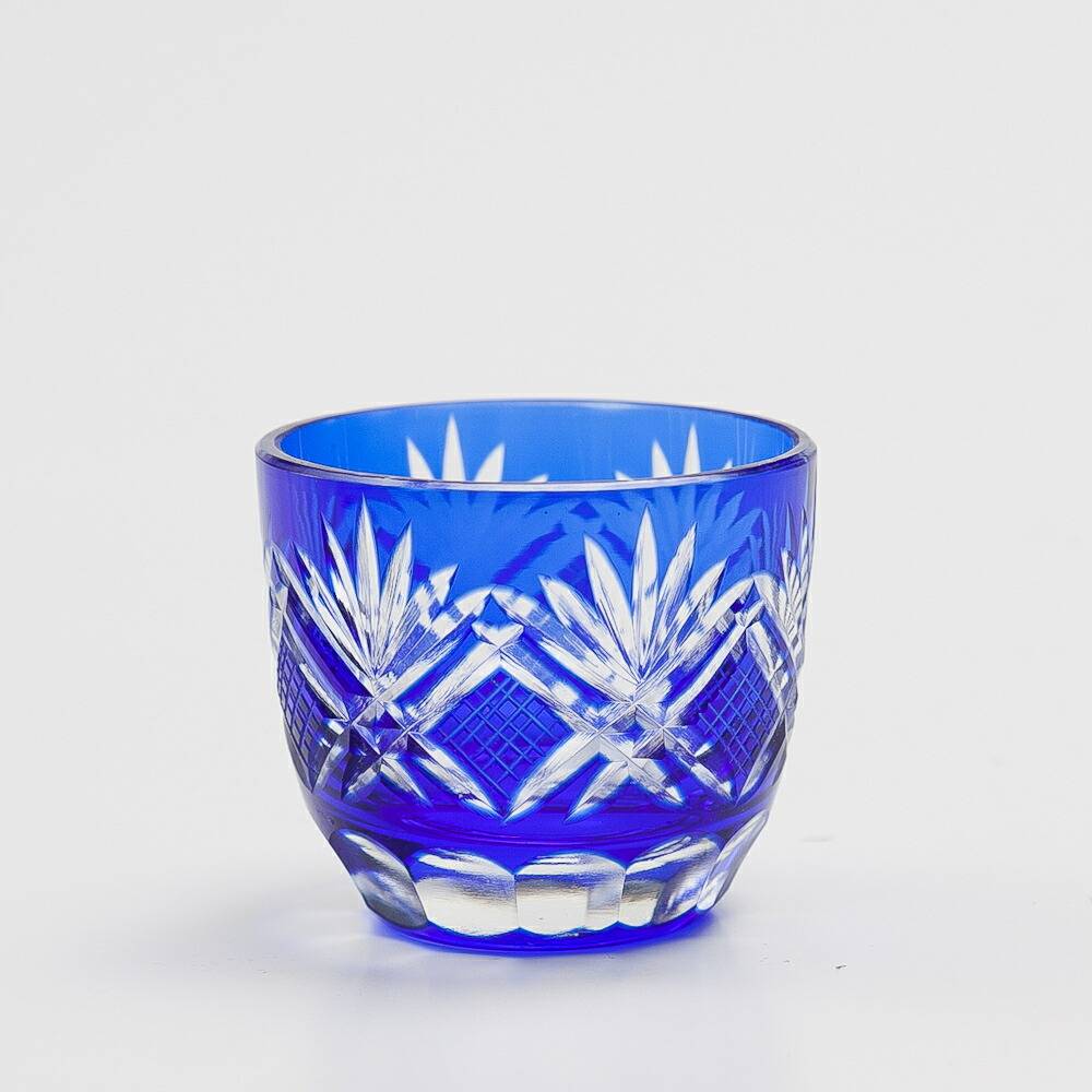切子 お猪口 おちょこ 日本酒 冷酒 お酒 ガラス 切子グラス 青 ブルー