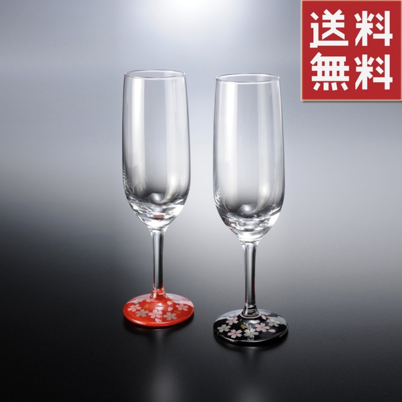 送料無料／紀州塗り ぬりもん de Verre トールシャンパン 蒔絵
