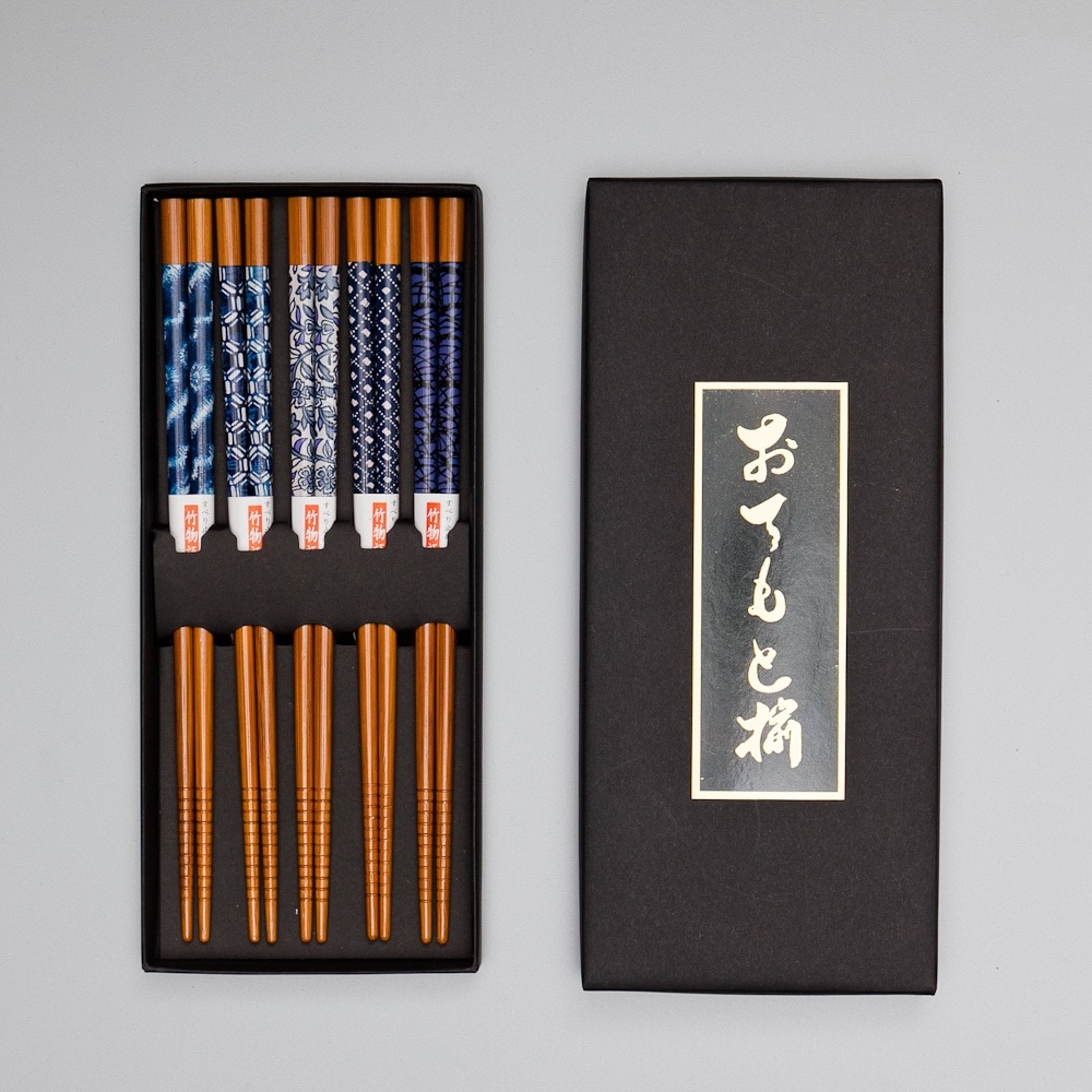 天然竹製 箸 5膳セット 藍染柄 ギフトBOX入り お箸 おはし | 箸