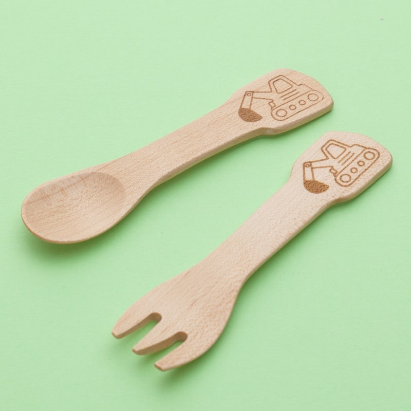 天然木製 のりもの カトラリー ショベルカー メープル | カトラリー