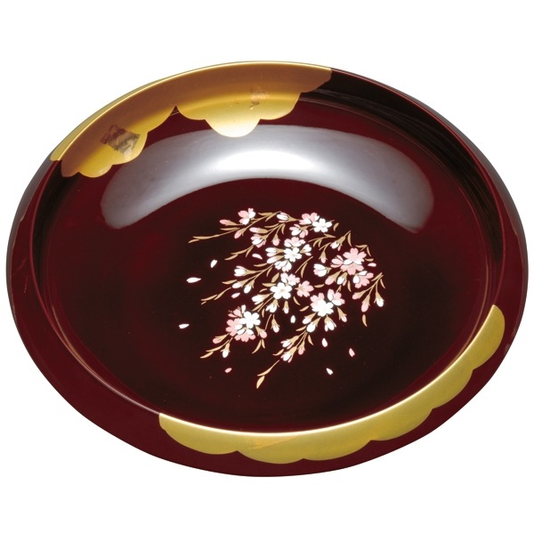 紀州塗り 7.5寸 菓子鉢 溜 金雲さくら | 菓子鉢・菓子器 | 曲げわっぱ