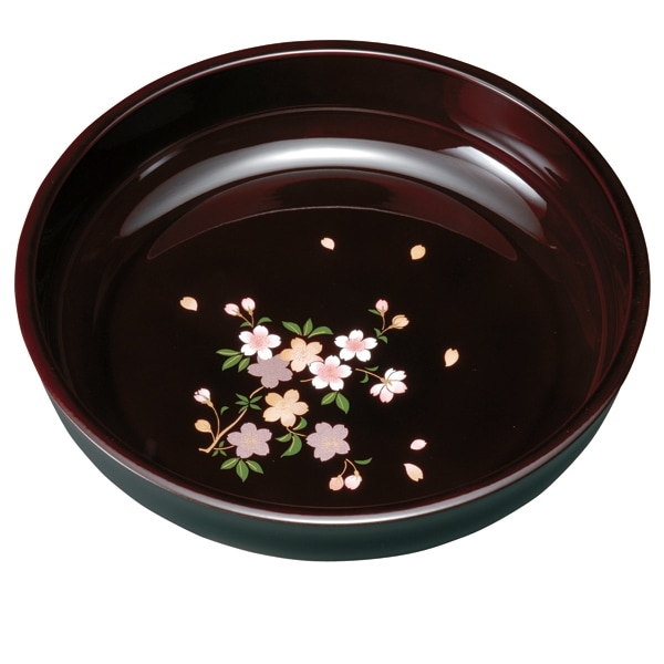 紀州塗り 8寸 菓子鉢 溜 里桜 | 菓子鉢・菓子器 | 曲げわっぱと漆器