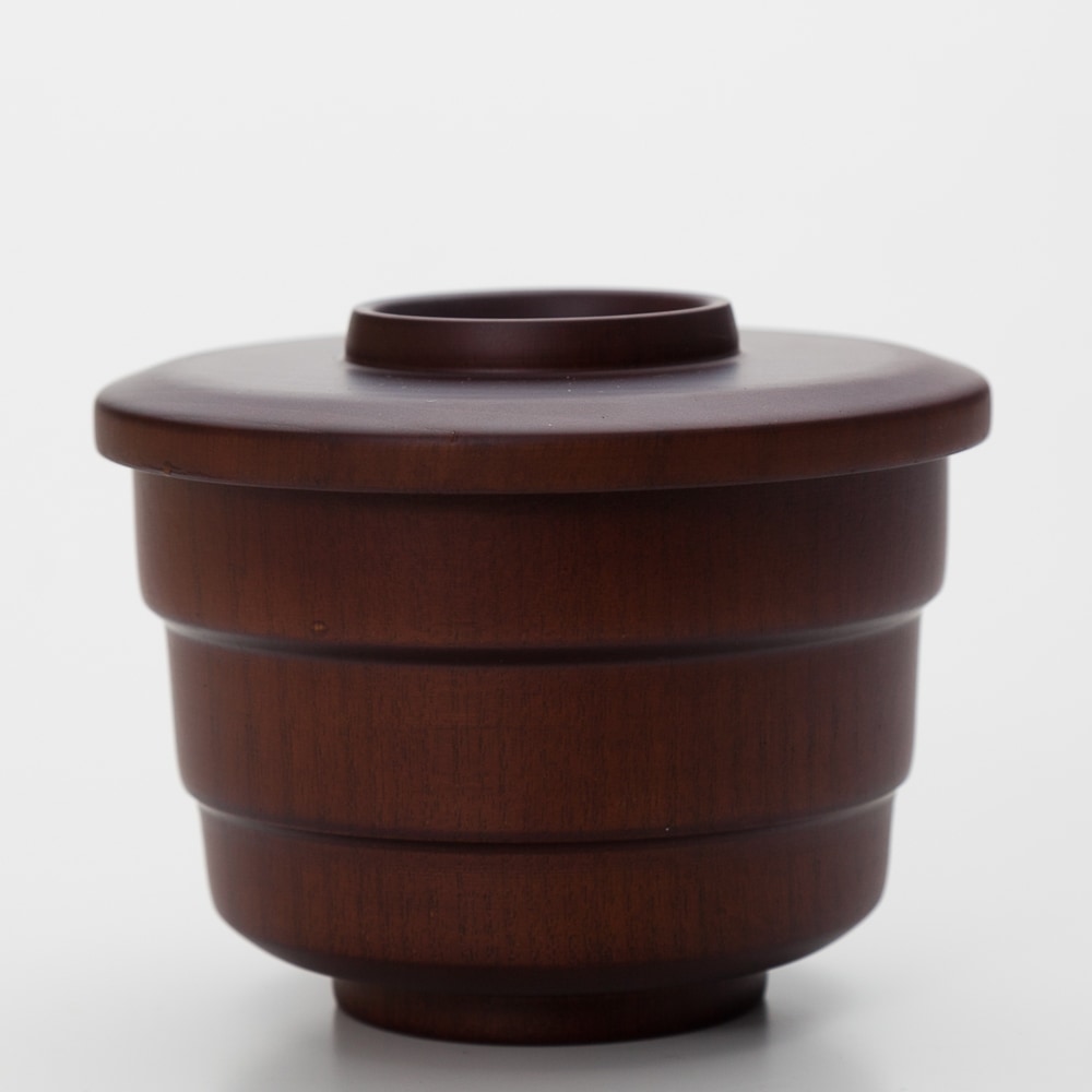 木曽漆器 吸物椀 二十客(蓋付き/江戸後期・手描 天然木製 蓋付き飯椀 吸物椀 おわん 和食器 ダークブラウン | 汁