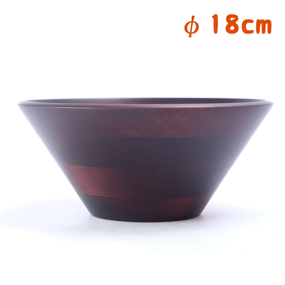 天然木製 サラダボール 18cm ブラウン ラバーウッド | 皿・盛器